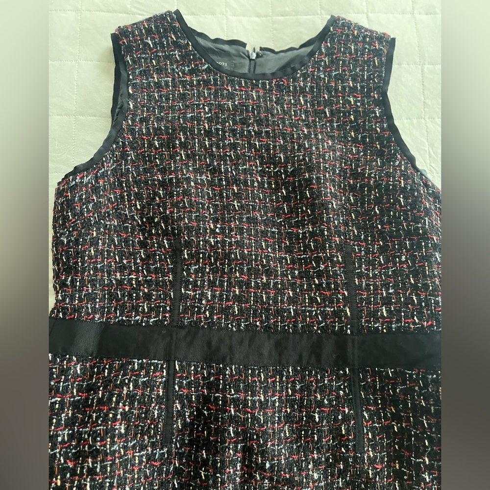 Talbots Black Tweed Midi Dress with Red and White Flecks